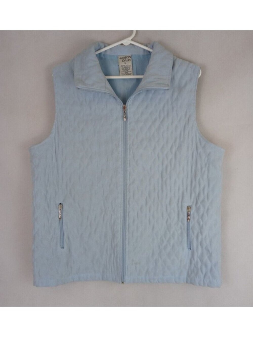 Allison Daley Women's Quilted Light Blue Full Zip Vest Size 14